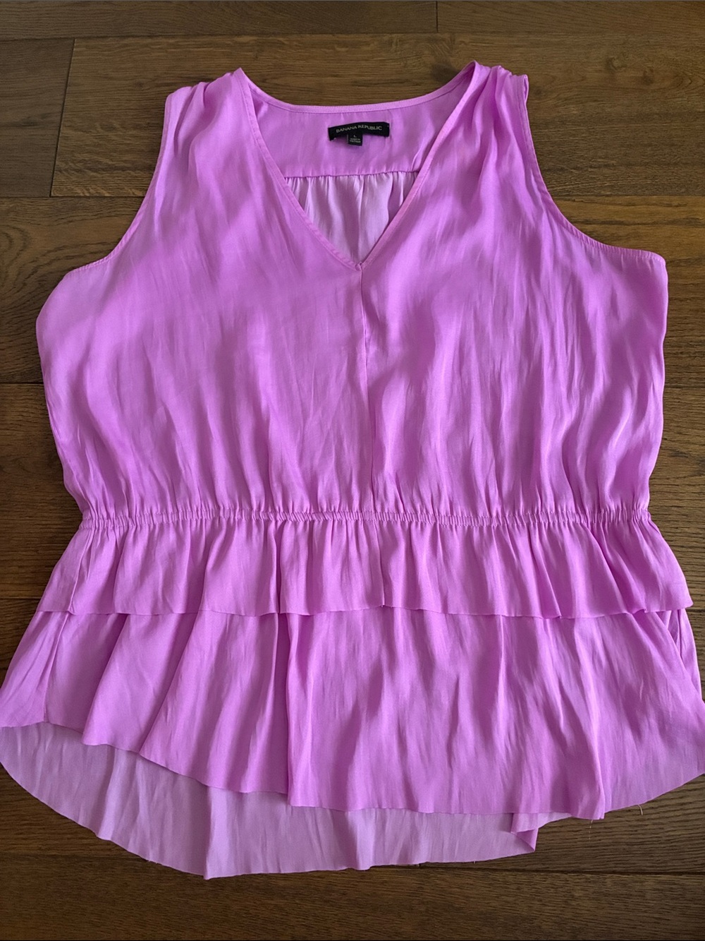 Banana Republic Pink Sleeveless V-Neck Tiered Peplum Top
